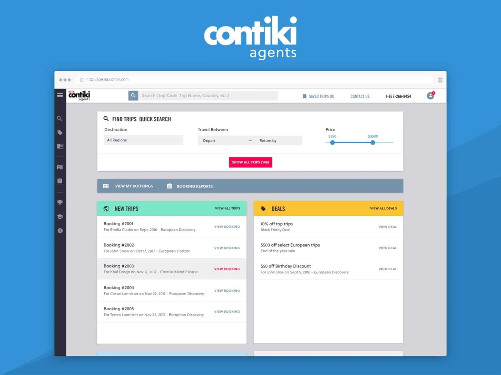 contiki agents booking platform ux design