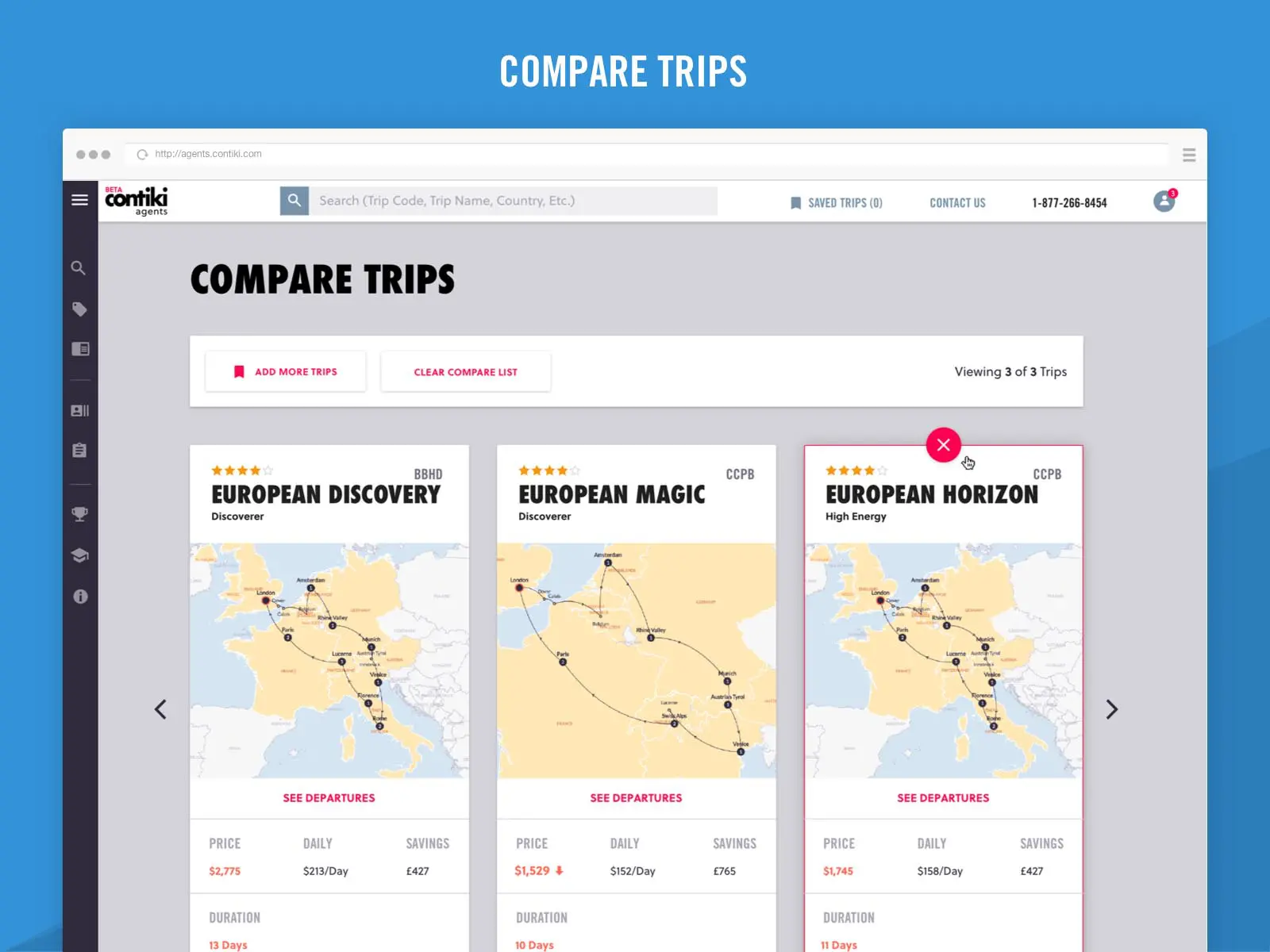 contiki agents compare trips booking platform