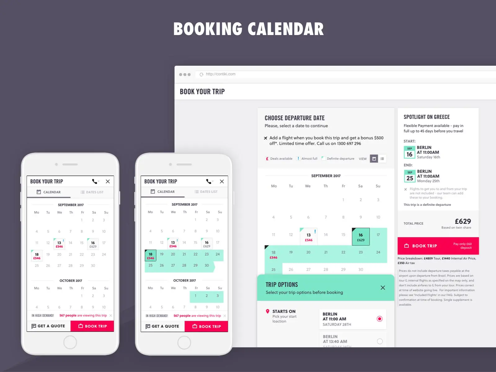 contiki booking calendar ux design