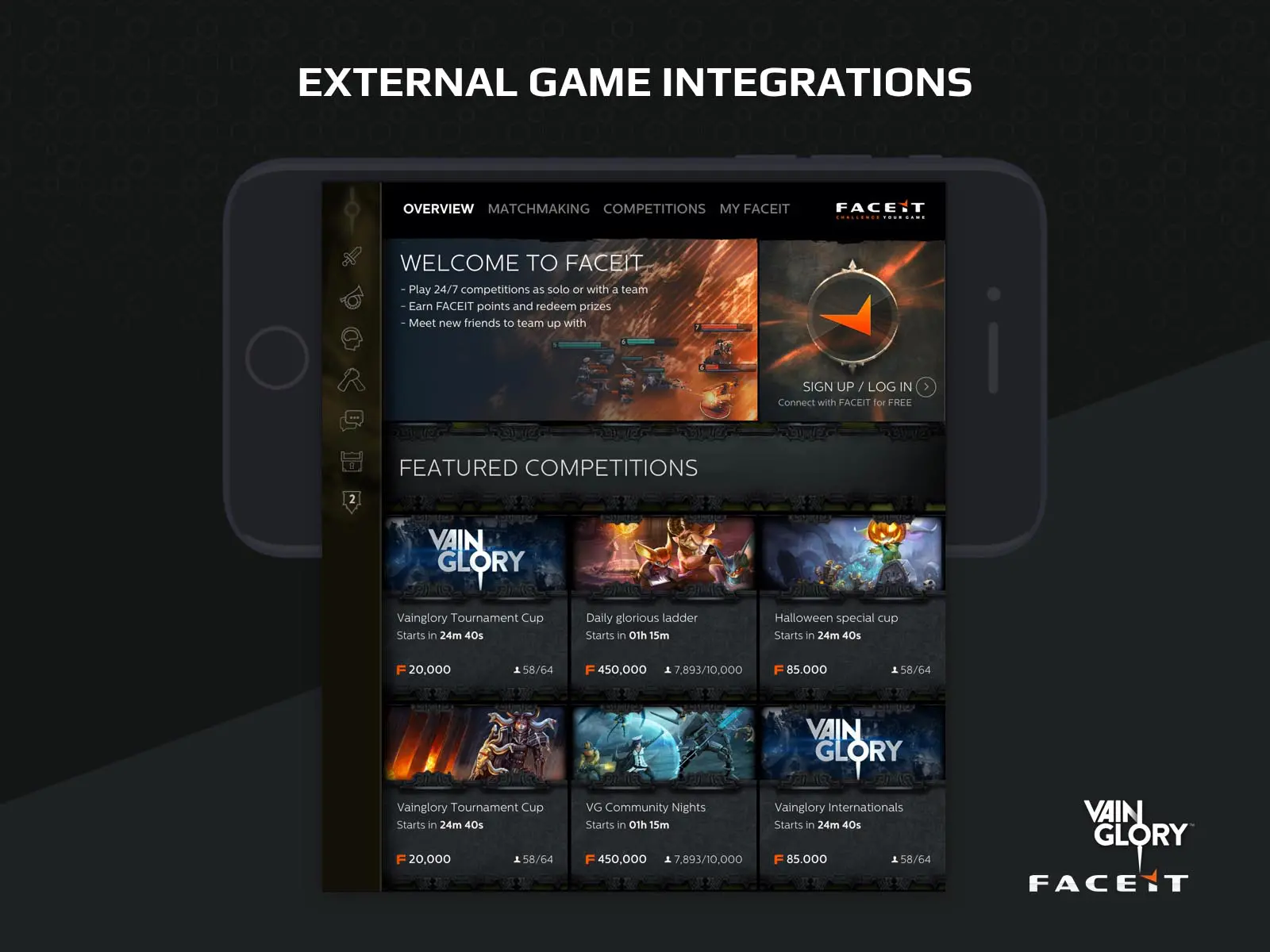 faceit game integrations ui design