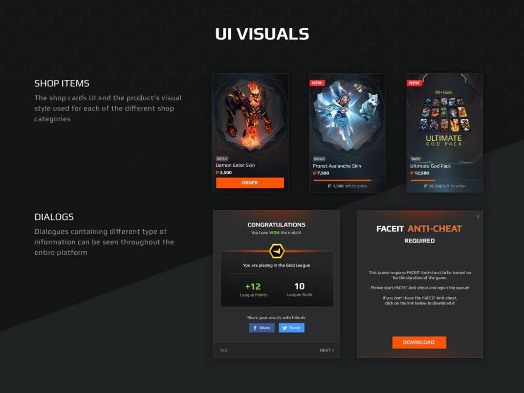 FACEIT - d.DOBS Creative, UX Design for digital apps