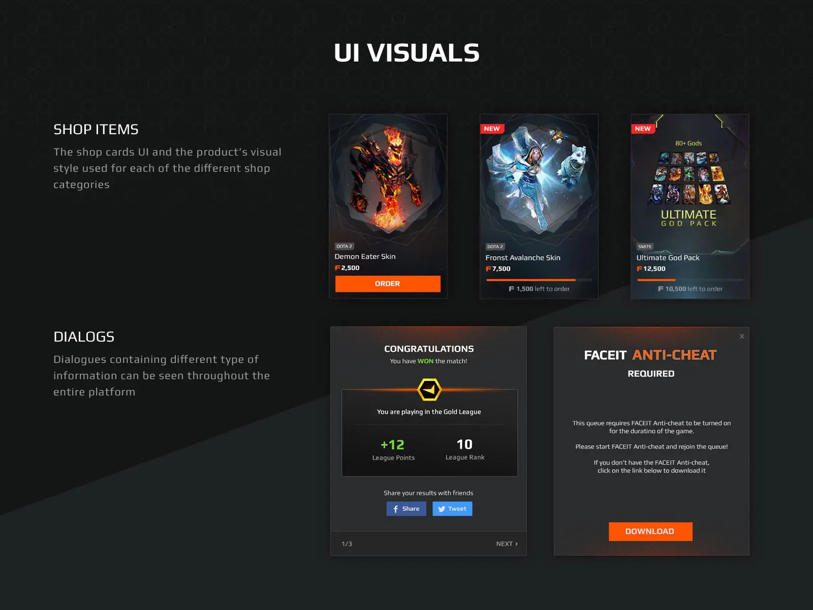 faceit ui visual elements esports platform