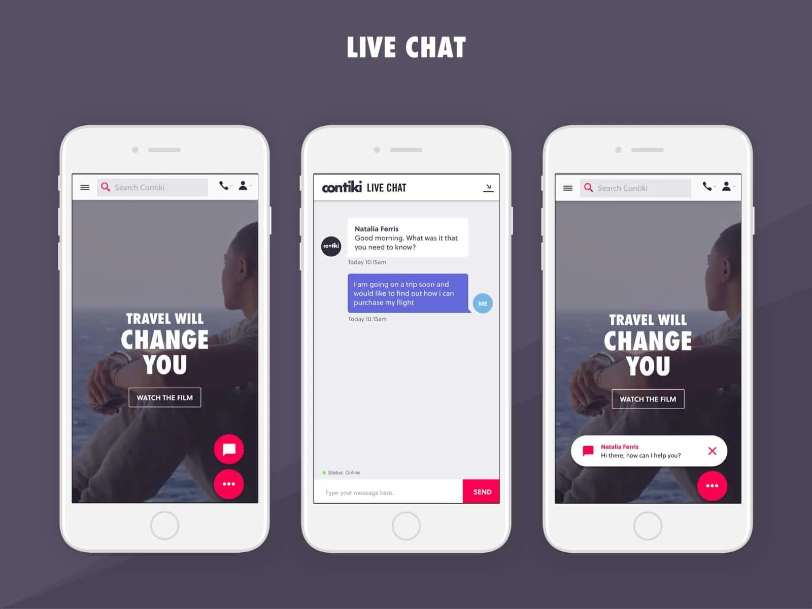 contiki live chat ux design
