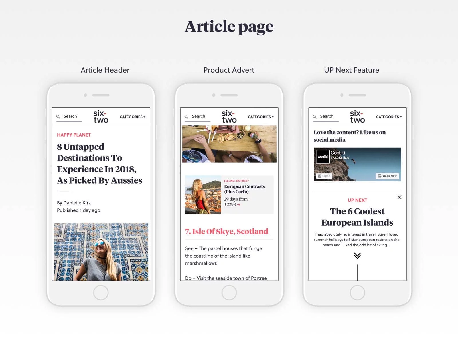 six-two article pages ux design