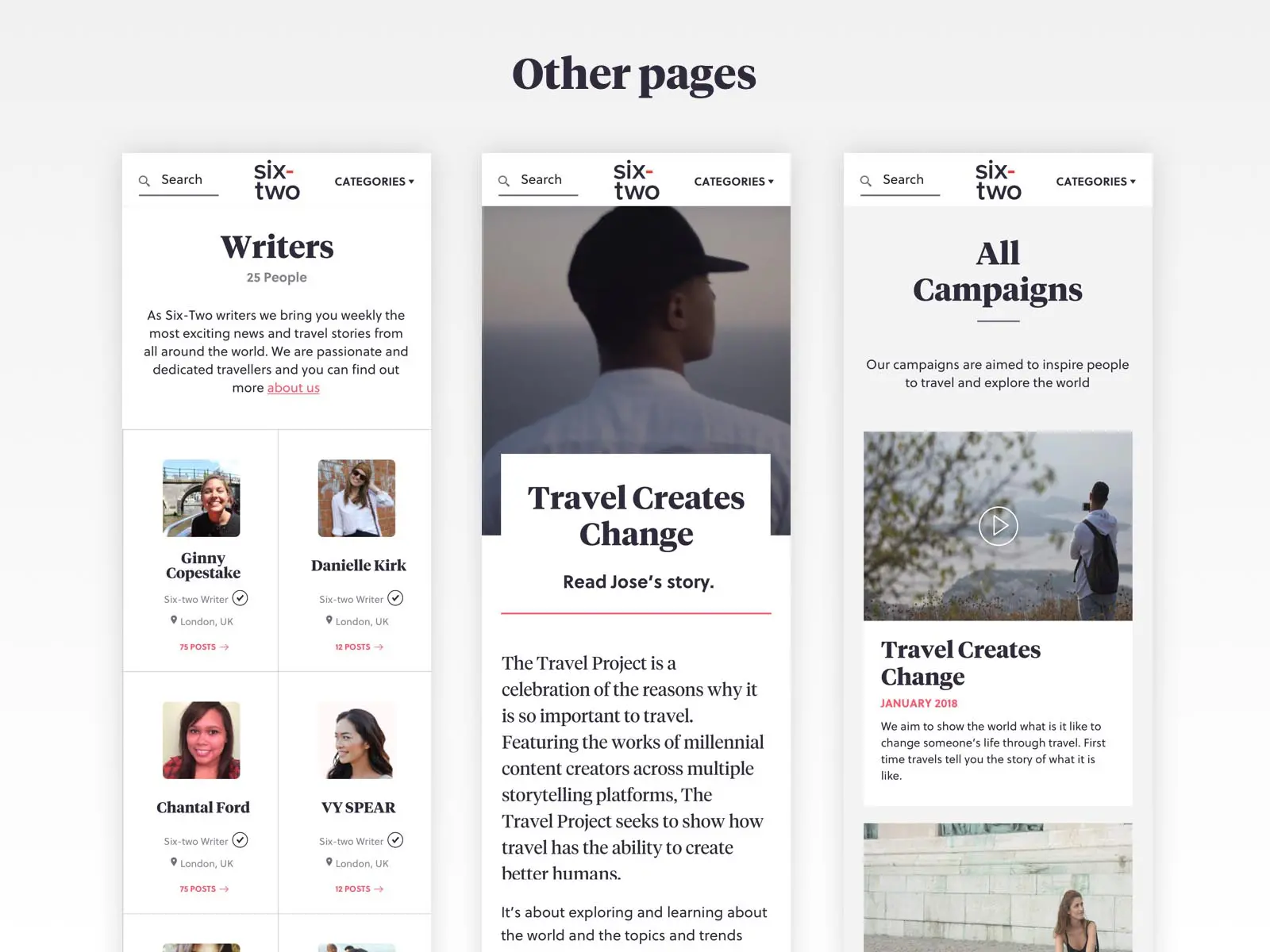 six-two other pages responsive ux design